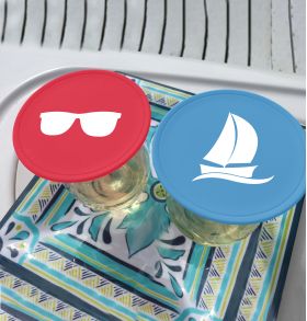 red sunglasses blue sailboat
