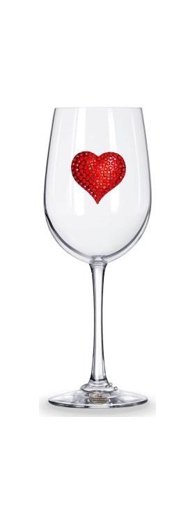 Jewel Heart Wine Glass